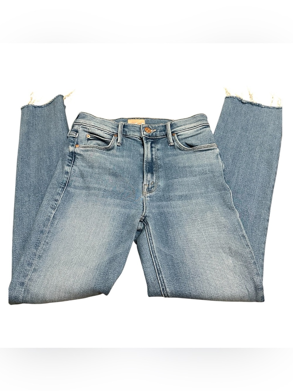 Mother mid rise dazzler ankle fray size 25
